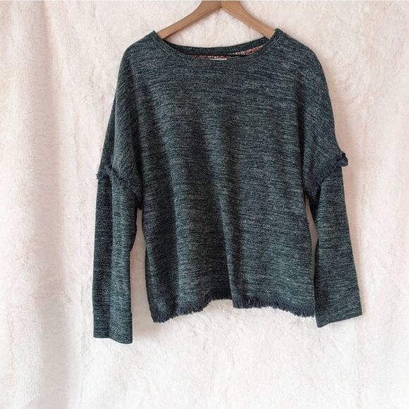 Knox Rose Sweater Green Marled Knit Long Sleeve Fringe Size XXL - Picture 5 of 11
